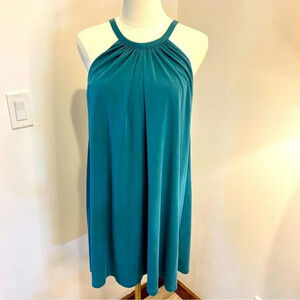 Anthropologie Delia and Cleo Textured Teal Halter Tie Mini Shift Dress / Size XS